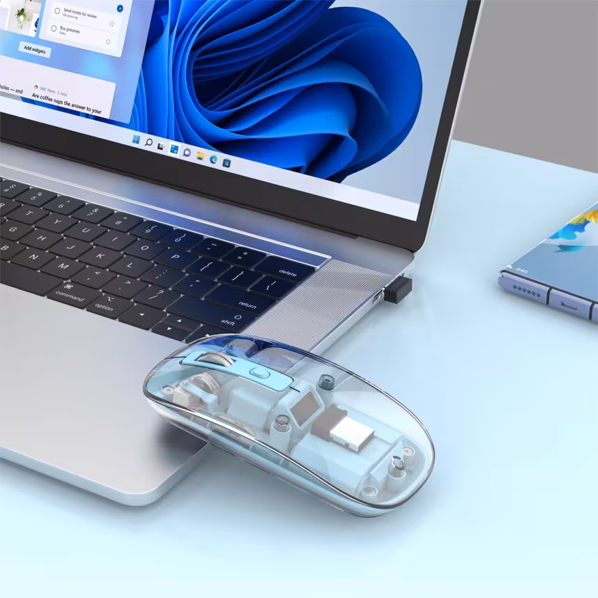 Beatec Wireless Mouse Ghost 3 - transparent pink mit LED