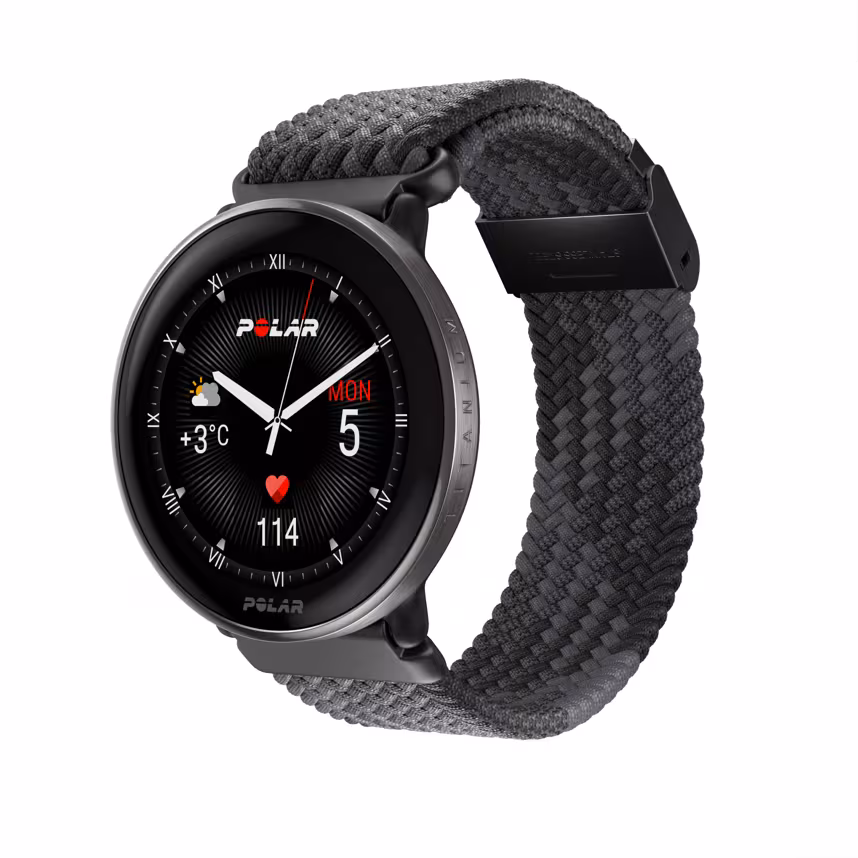 Polar Wechselband 20mm geflochten Garn schwarz S-L