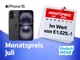 Blaue Welle unten; Monatsaktion Apple iPhone 16 oben; Kalenderblatt Monat Juli rechts