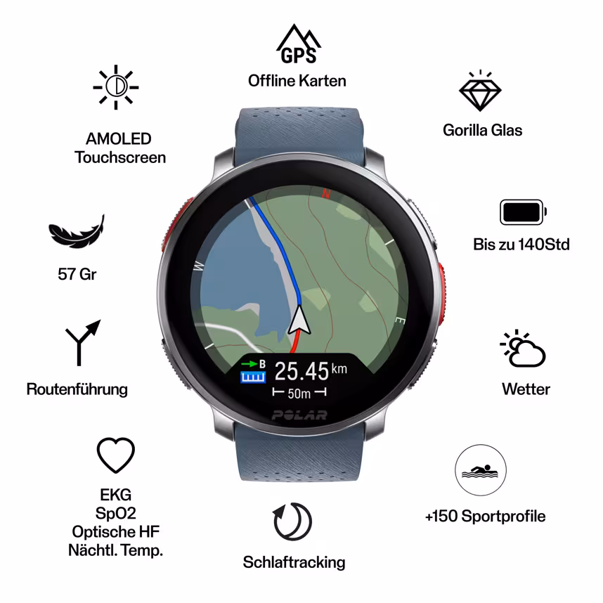 Polar Vantage V3 silver/blue S-L