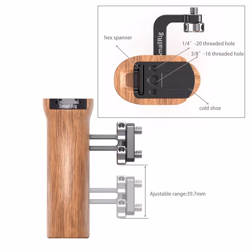 SmallRig HSN2093C Universaler Holzseitengriff 