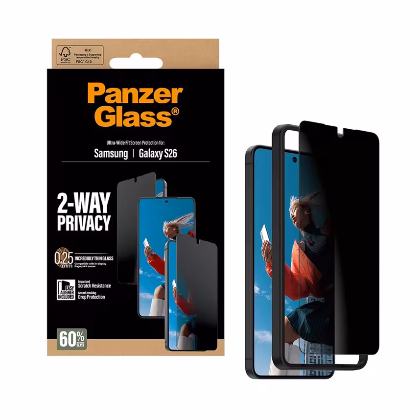 PanzerGlass Glas 2-Way Privacy Samsung Galaxy S26 Ultra-Wide-Fit