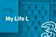 Tarif My Life L und Drei-Logo vor unscharfem türkisem Hintergrund mit Handyabteilung in Hartlauer Geschäft

