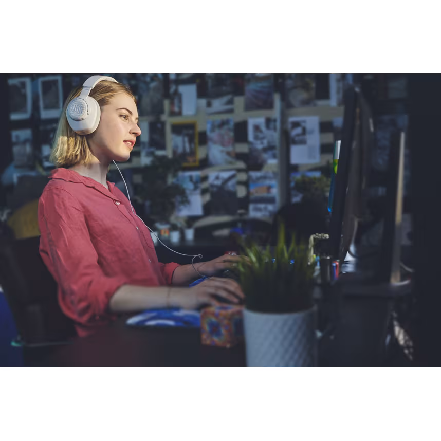  JBL Quantum 100 M2 Over-Ear-Gaming-Headset mit Mikrofon weiß 