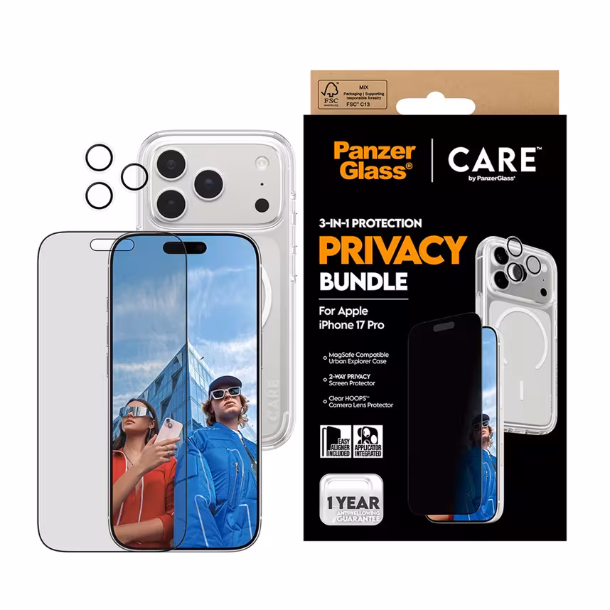 PanzerGlass CARE 3-in-1 Flagship Privacy iPhone 17 Pro