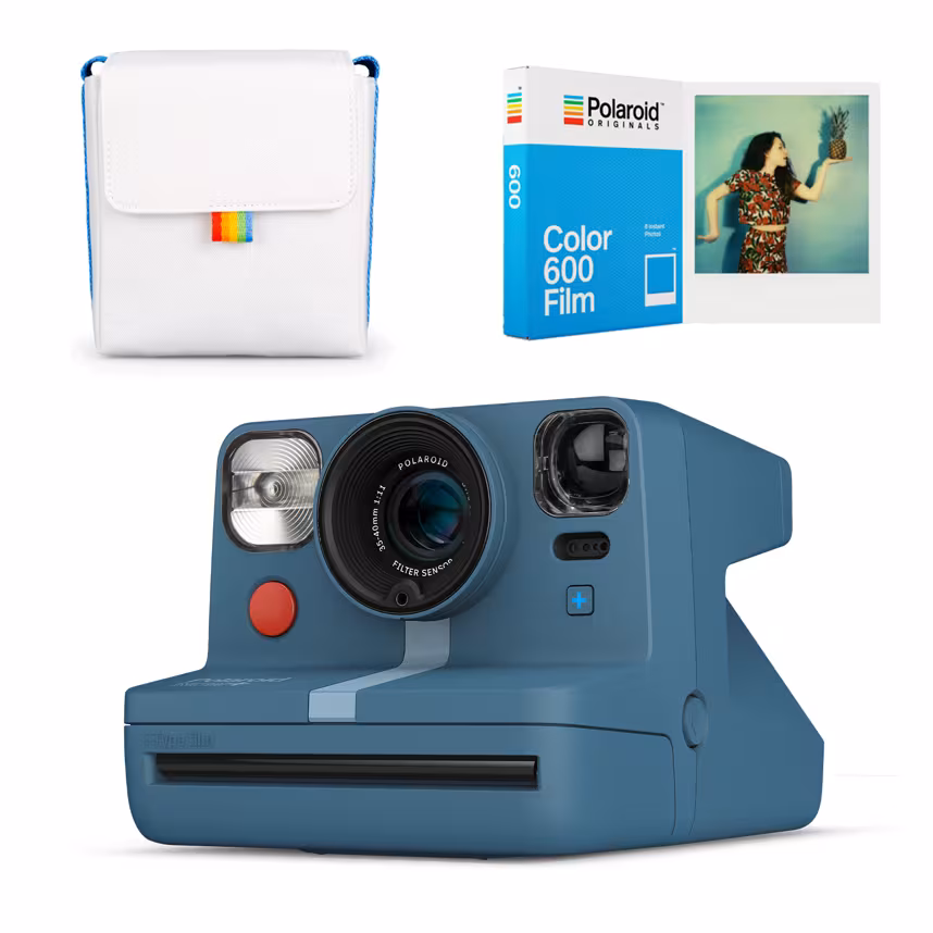 Polaroid Now Plus calm blau + Now Bag + Color 600 Film