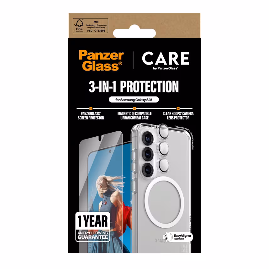 CARE PanzerGlass Flagship 3-in-1 Bundle Galaxy S25