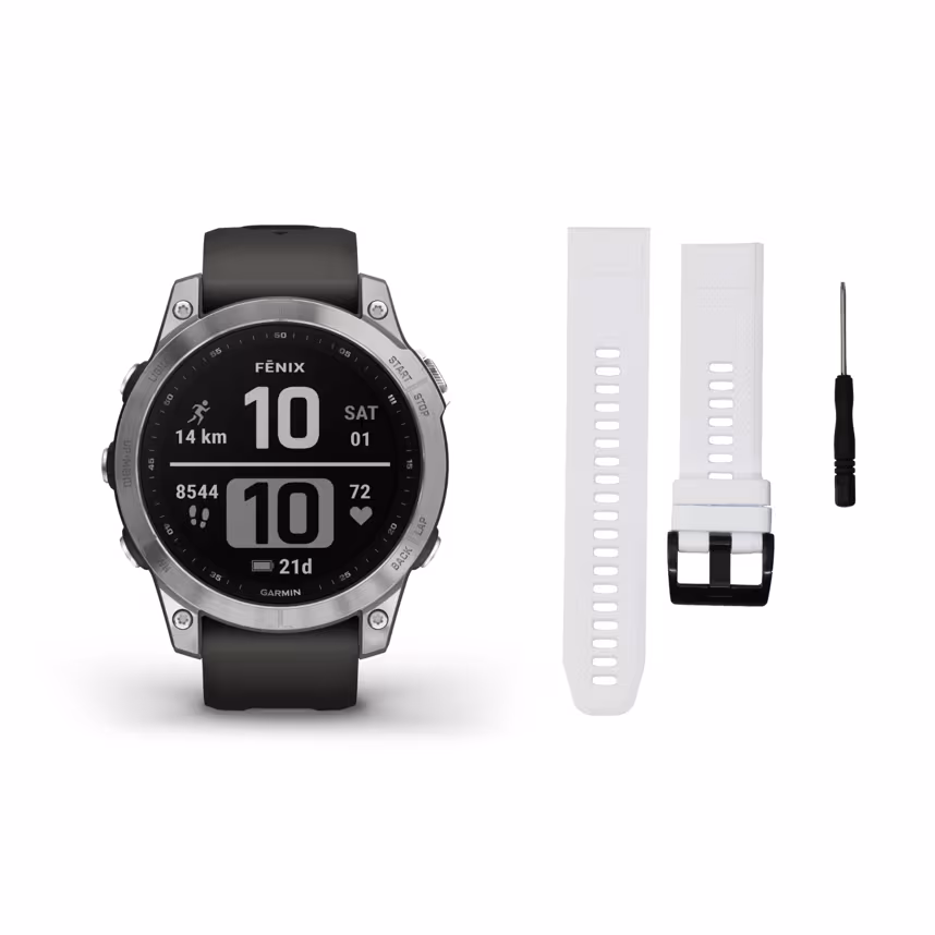 Garmin Fenix 7 silver/graphite + Gratis Mika Band weiß
