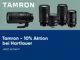 Mehrere Objektive von Tamron mit folgendem Text: "Tamron -10% Aktion bei Hartlauer. Jetzt sichern!"