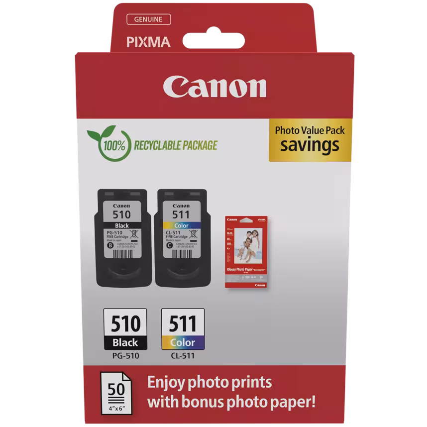 Canon PG510/CL511 + Papier + Tinte black