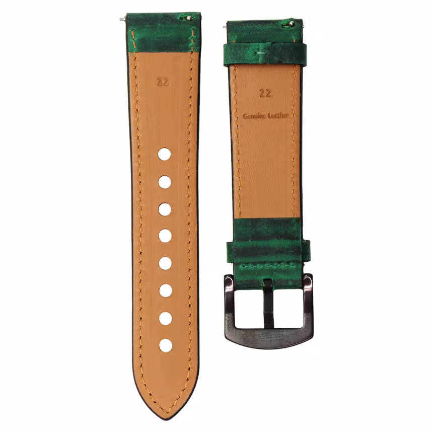 Mika Uhrenarmband Uni 22mm Echtleder grün