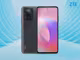 ZTE Blade 30 in Schwarz von vorne und hinten auf türkis geripptem Hintergrund mit ZTE Logo