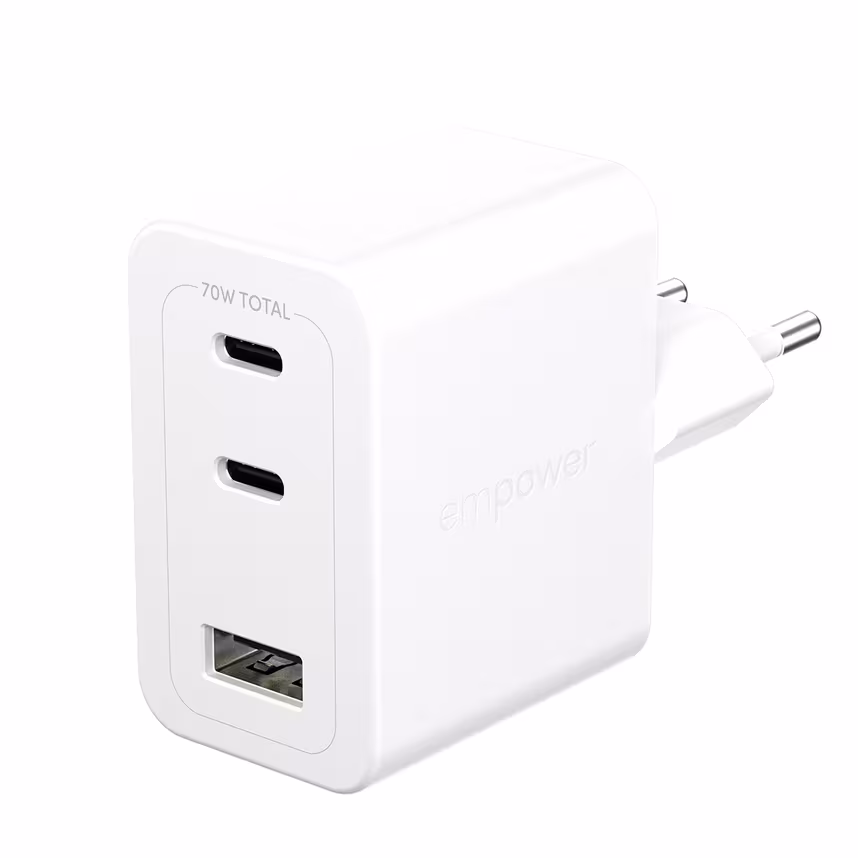 empower by PanzerGlass&reg; Turbo 70W Ladegar&auml;t 2xUSB-C+USB-A Silber Weiss