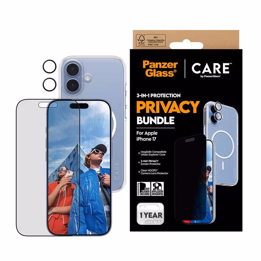 PanzerGlass CARE 3-in-1 Flagship Privacy iPhone 17