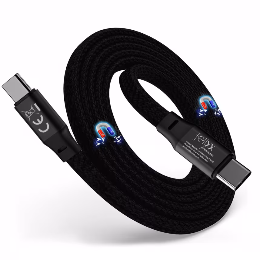 Felixx 240W Flat Mag.Lade-Datenkabel USB-C PD Schwarz
