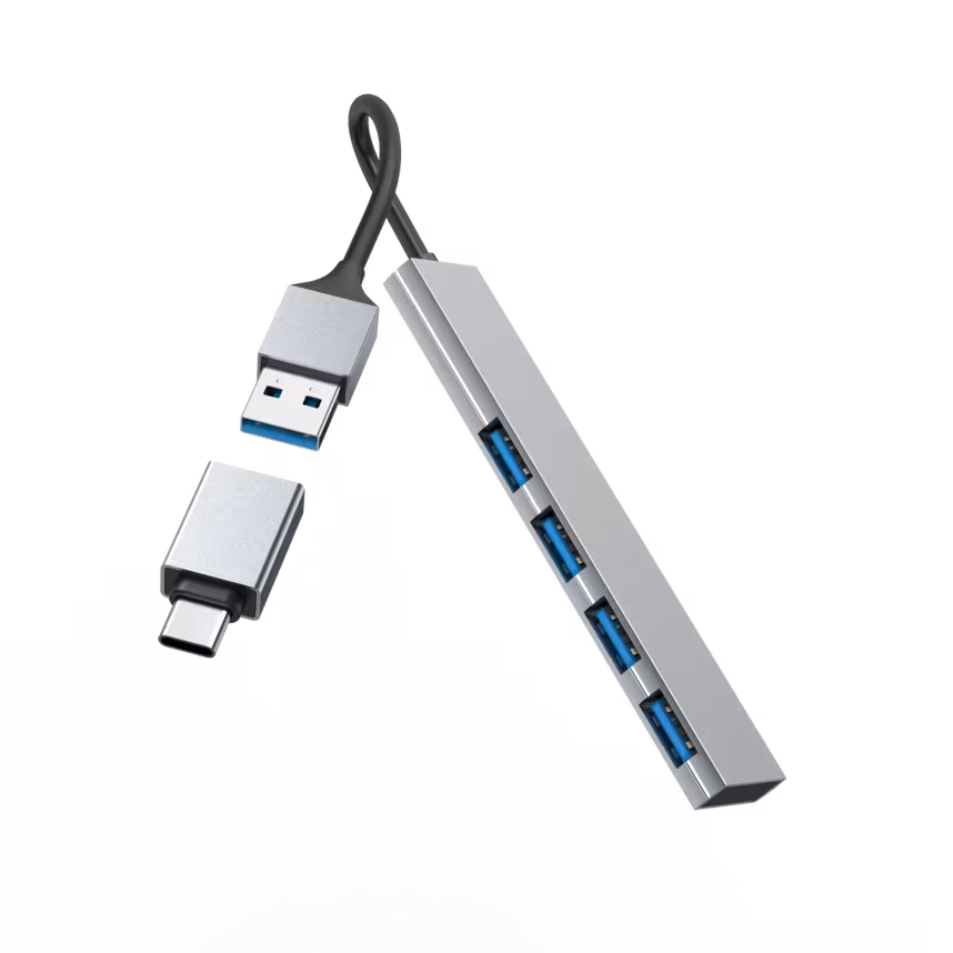 Hama USB-Hub 4 Ports USB-A/USB-C mit Adapter