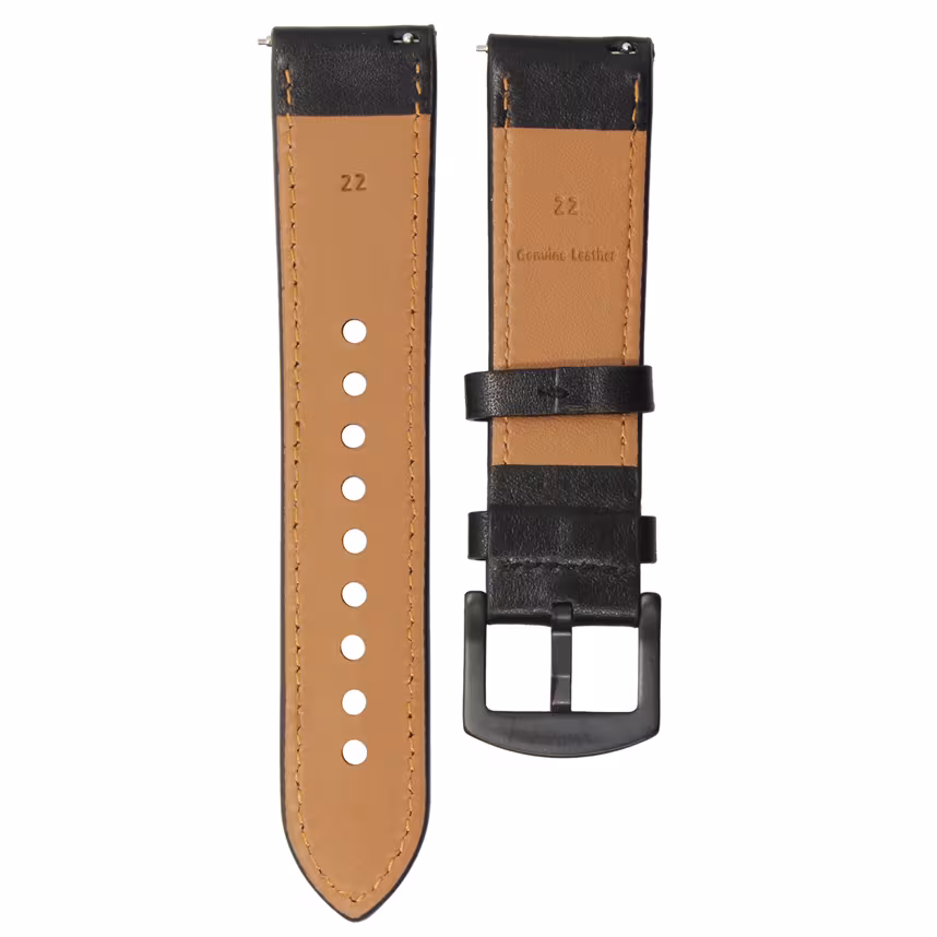 Mika Uhrenarmband Uni 22mm Echtleder schwarz