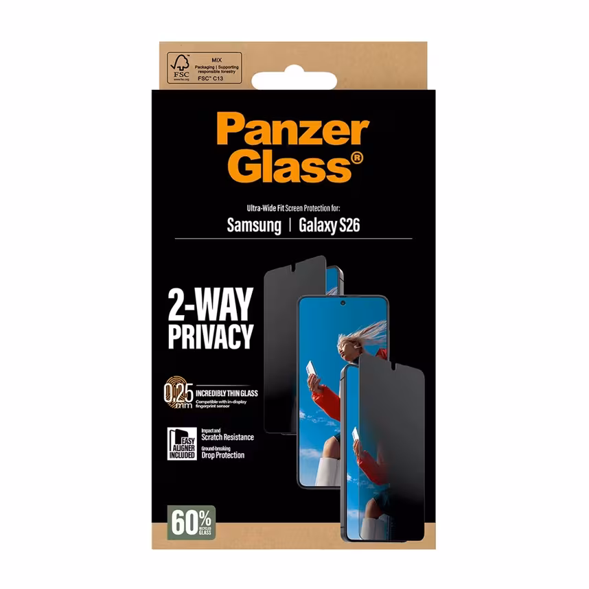 PanzerGlass Glas 2-Way Privacy Samsung Galaxy S26 Ultra-Wide-Fit