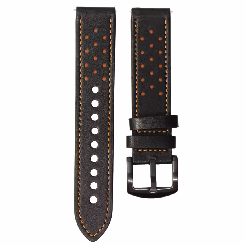 Mika Uhrenarmband Uni 22mm Echtleder schwarz