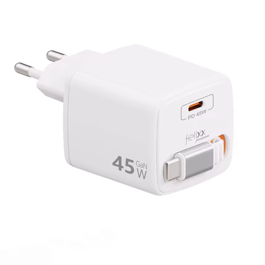 Felixx 45W Retractable Cable GaN Travel Charger Wei&szlig;
