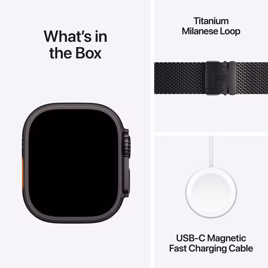 Apple Watch Ultra 3 LTE 49mm Black Titan Case + Milanaise Loop M
