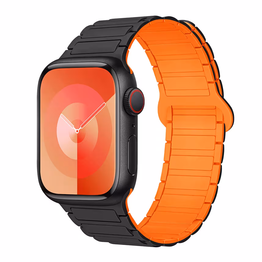 Felixx Smartwatcharmband Magnet Silikon Black Orange 42/44 iWatch
