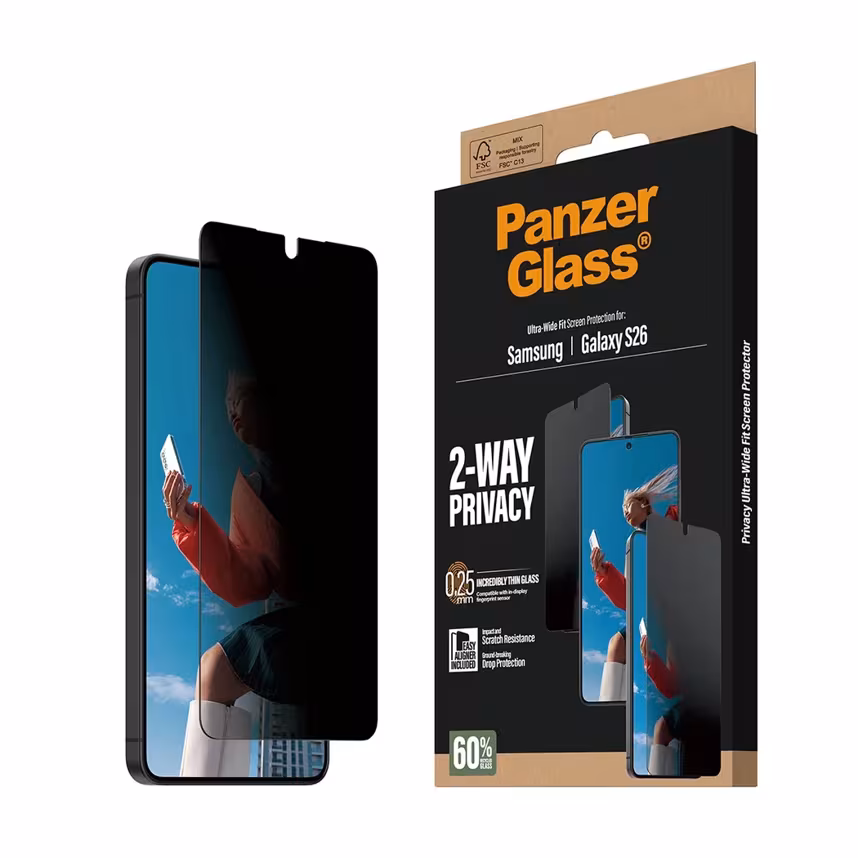 PanzerGlass Glas 2-Way Privacy Samsung Galaxy S26 Ultra-Wide-Fit