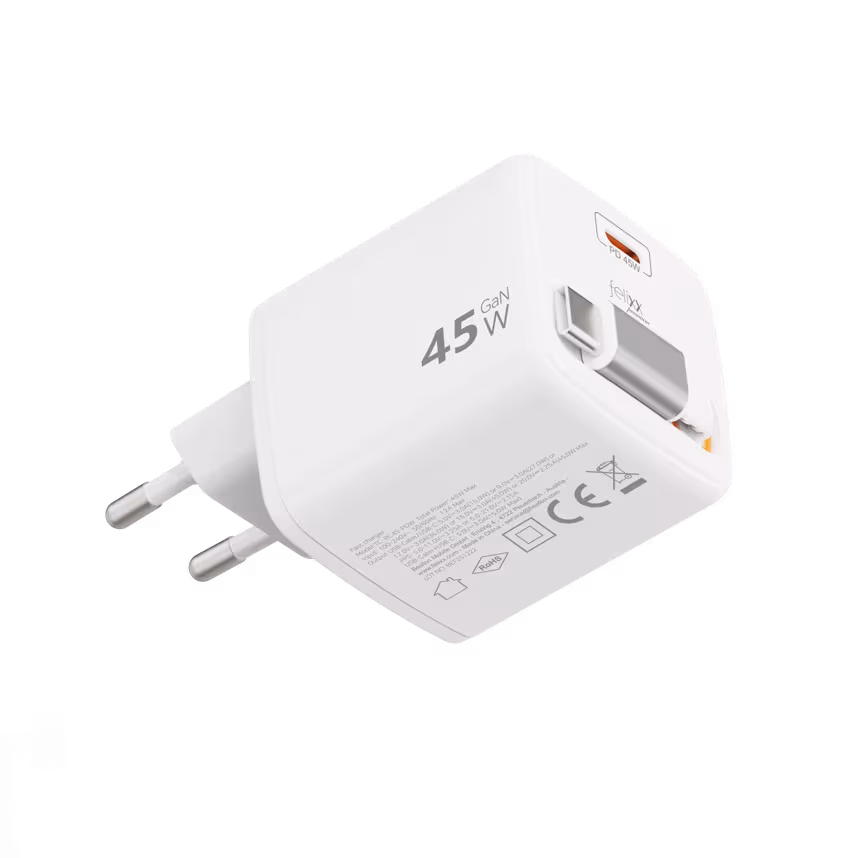 Felixx 45W Retractable Cable GaN Travel Charger Wei&szlig;
