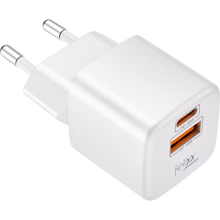 Felixx Lader 35W Mini GaN PD, USB-C+USB-A White