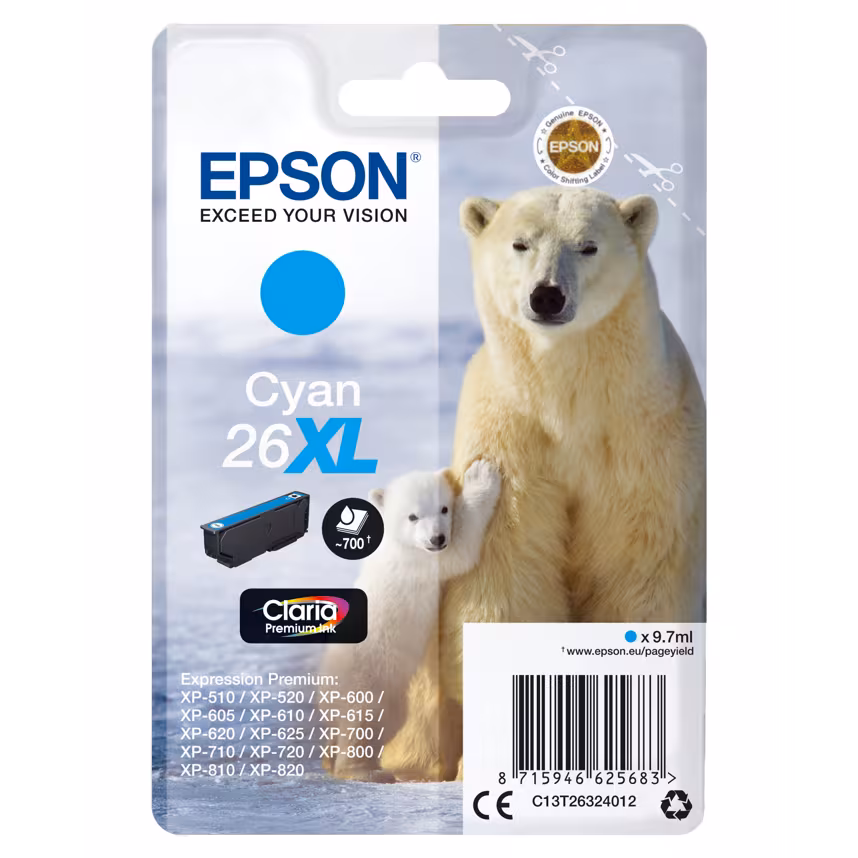 Epson 26XL T2632 Tinte Cyan 9,7ml