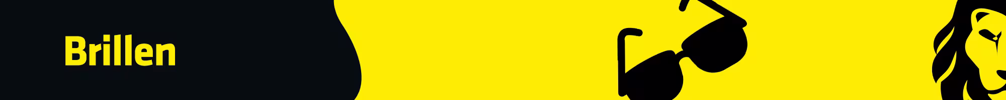 Schwarz gelbe Grafik f&uuml;r die Black Lion Week mit folgendem Text: "Brillen." Auf der Grafik sind ein gezeichneter L&ouml;we zu sehen sowie ein Brillen-Icon.