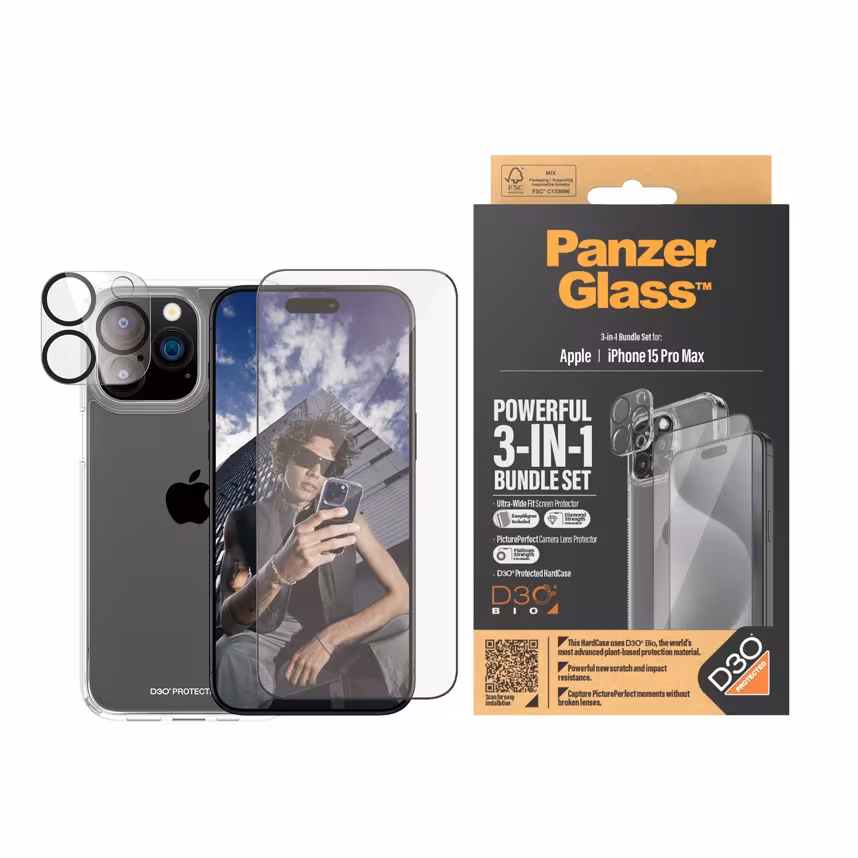 PanzerGlass 3-in-1 Pack Apple iPhone 15 Pro Max