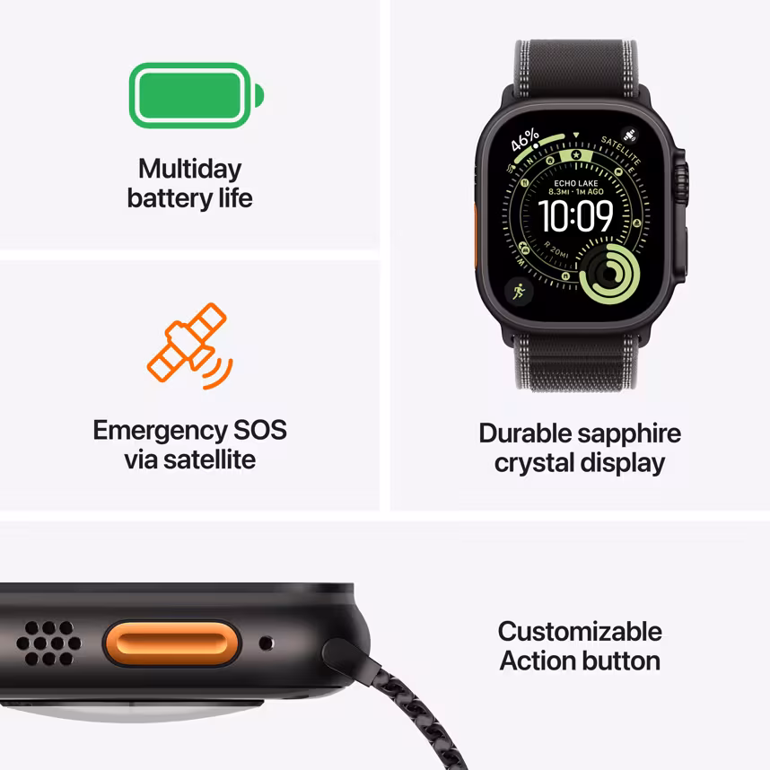 Apple Watch Ultra 3 LTE 49mm Black Titan Case + Milanaise Loop L
