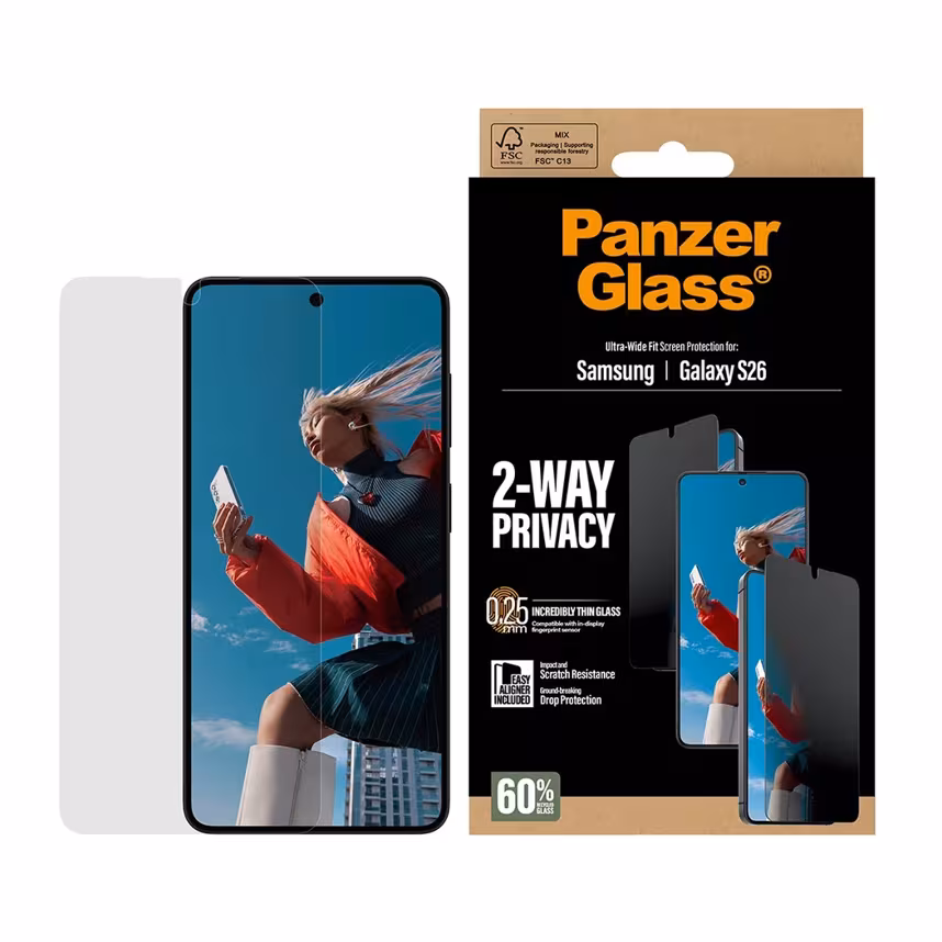 PanzerGlass Glas 2-Way Privacy Samsung Galaxy S26 Ultra-Wide-Fit