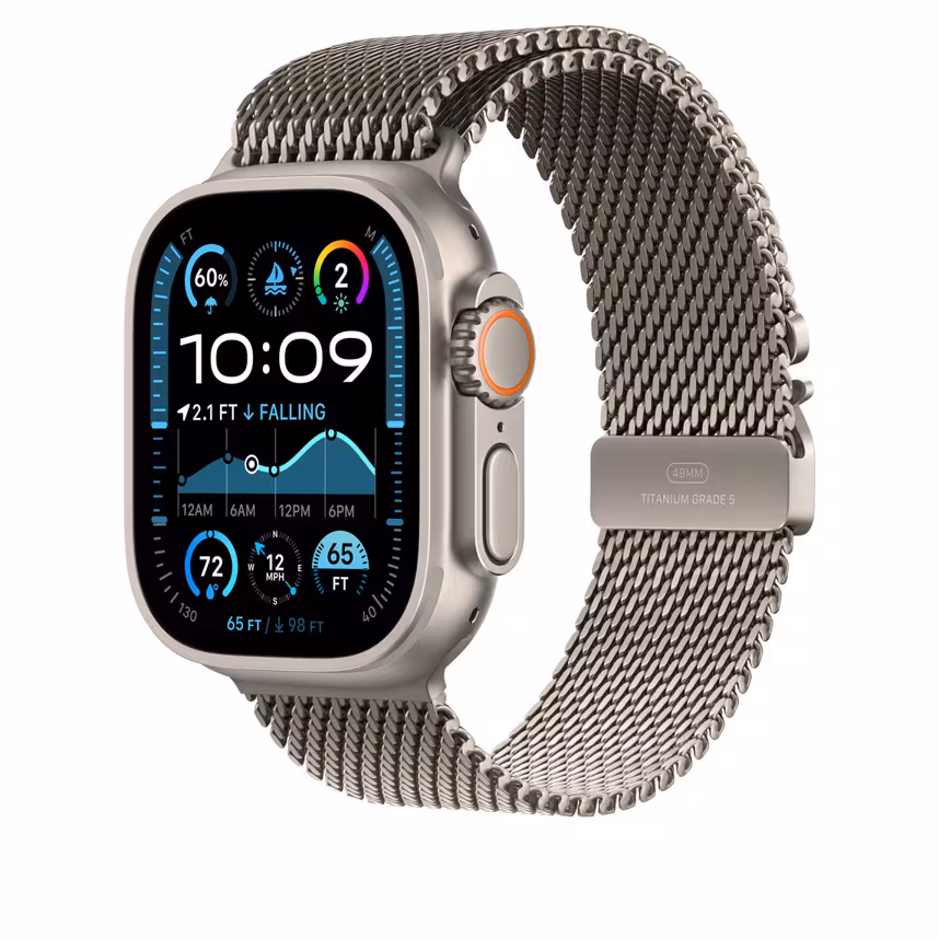 Apple Watch 49mm Milanaise Band L titan natur 