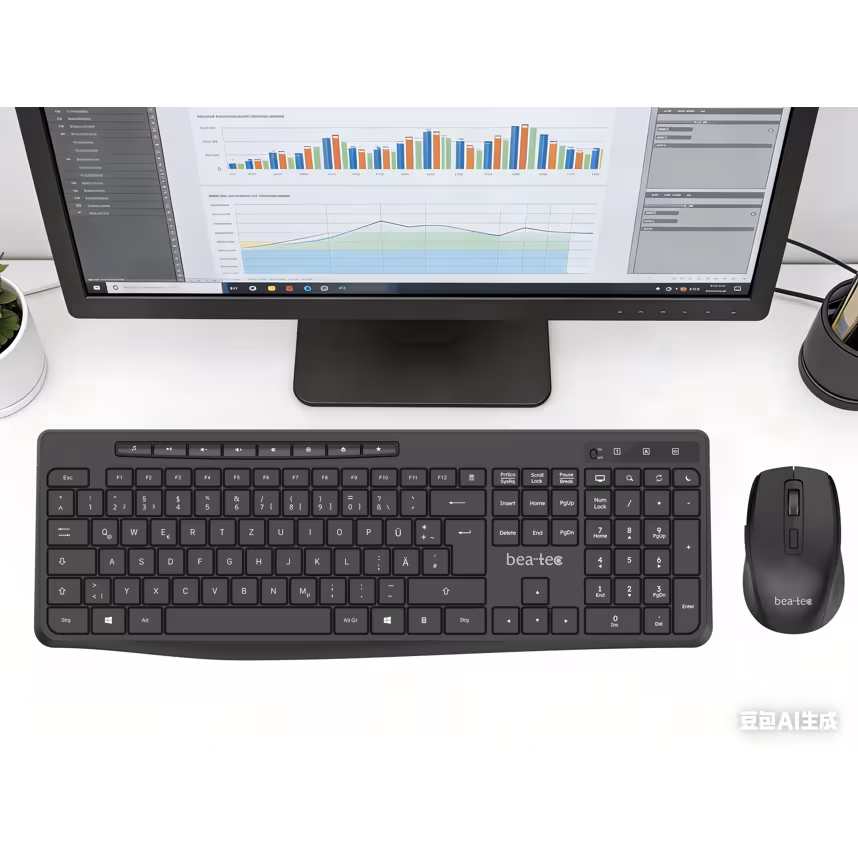 Beatec 2,4-GHz-Funk-Tastatur- und Maus-Set Black