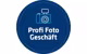 Kamera Icon auf blauem Hintergrund und Text “Profi Foto Geschäft”
