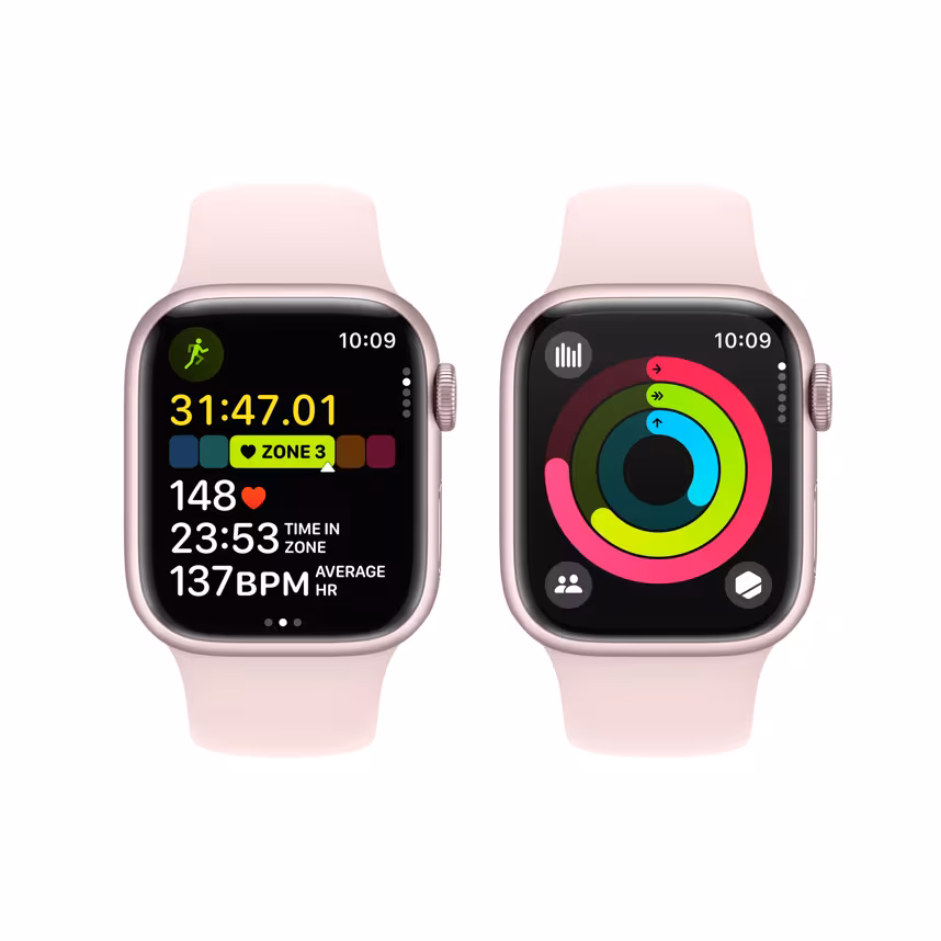 Apple Watch S9 GPS Alu ros&eacute; 41mm Sportband M/L hellrosa
