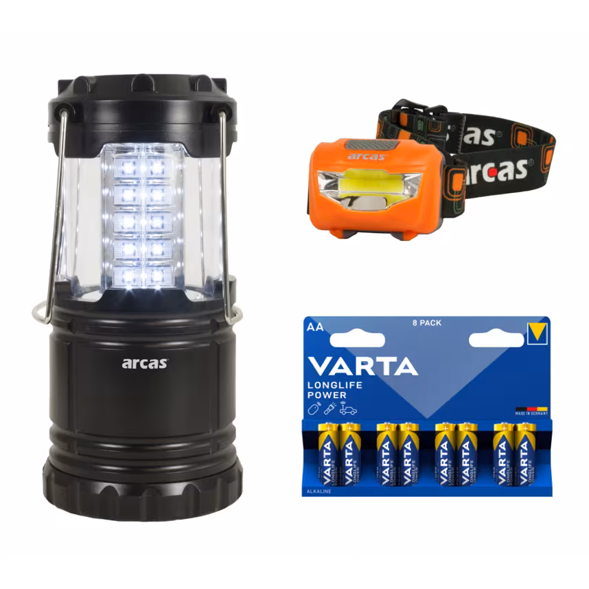 VARTA 8er AA + Arcas Festival/Outdoor Licht Kit 