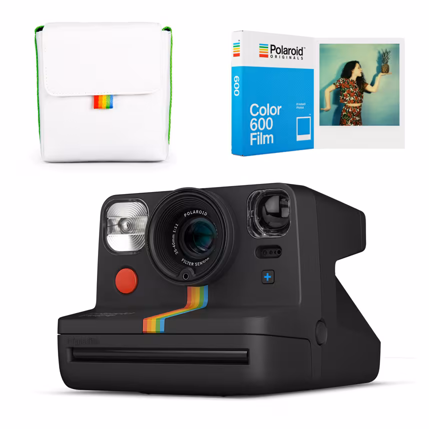 Polaroid Now Plus schwarz + Now Bag + Color 600 Film