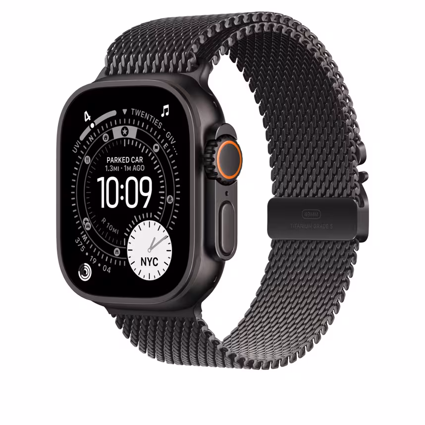 Apple Watch 49mm Black Titan Milanaise Loop L