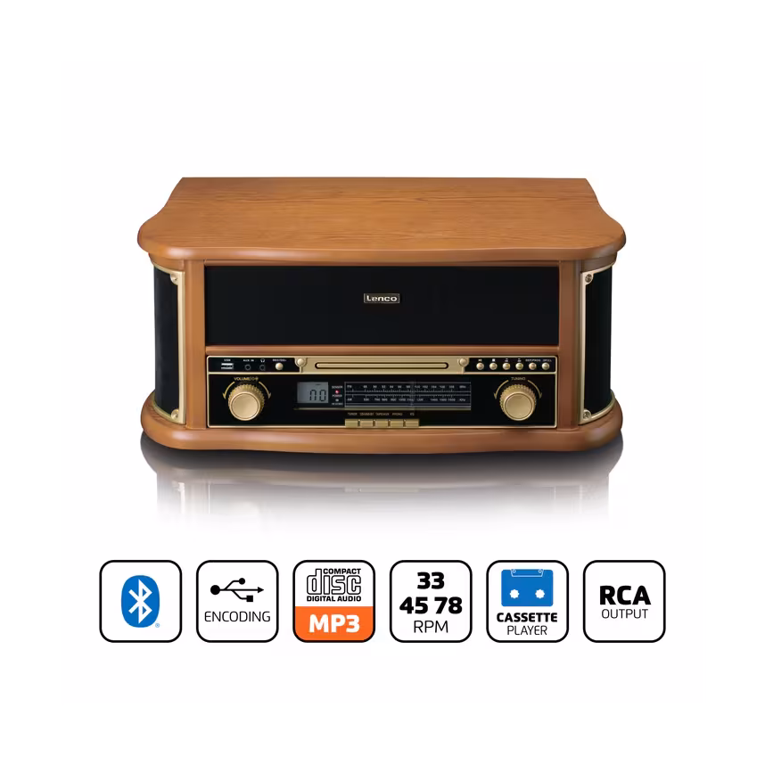 Lenco Classic Phono Wooden Turntable BT