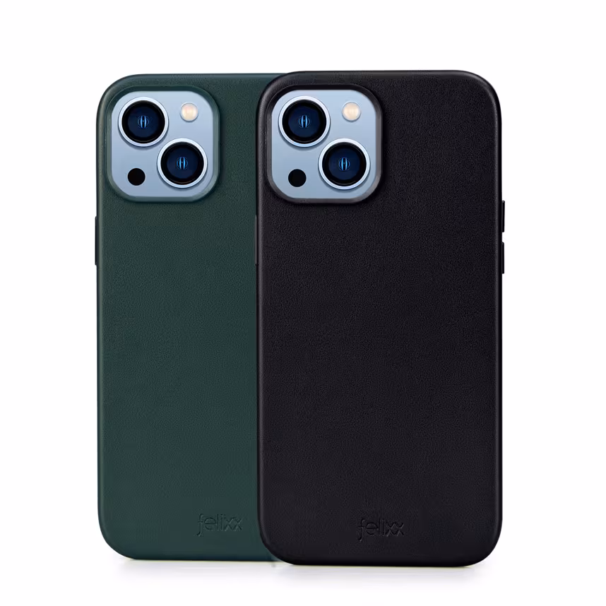 Felixx Back Cover Leder Apple iPhone 15 dunkelgrün