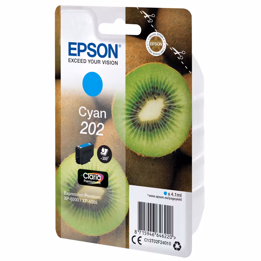 Epson 202 T02F2 Tinte Cyan 4,1ml