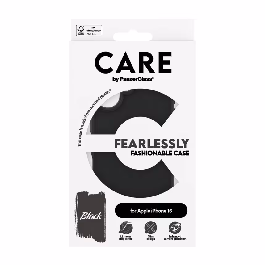 Care Back Cover Fashion Apple iPhone 16 schwarz