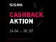 schwarze SIGMA Objektive auf schwarzem Hintergrund mit Infos zu SIGMA Cashback Aktion