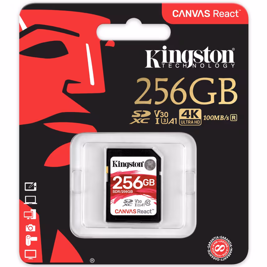 Kingston SDXC 256GB Canvas React 100MBs