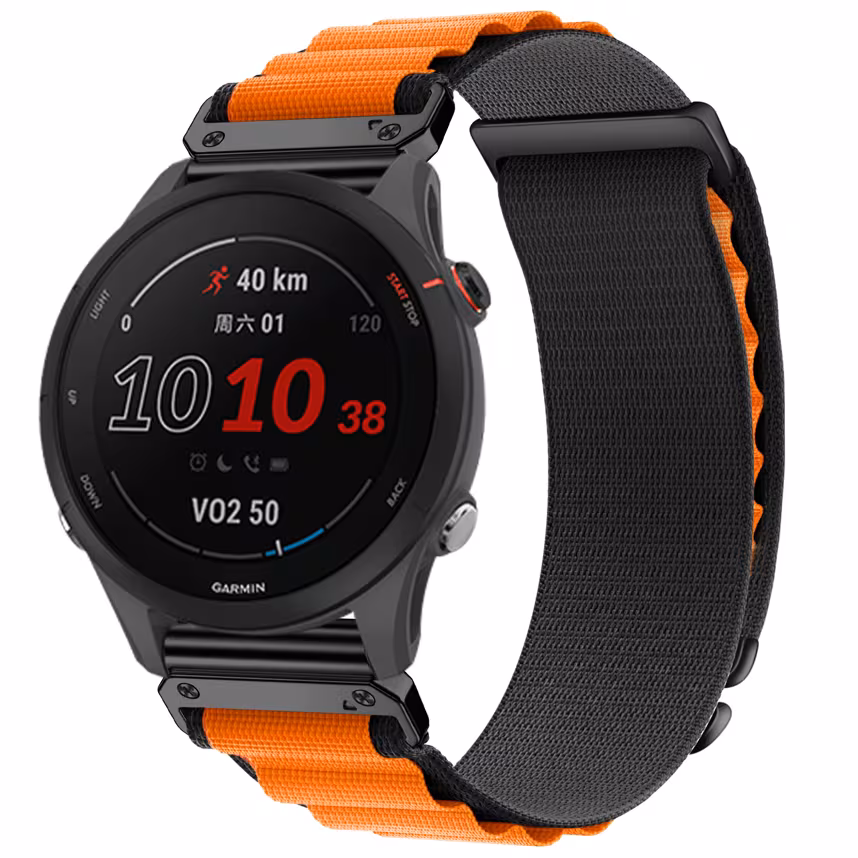 Felixx Smartwatcharmband Nylon Black/Orange-Garmin Q.Fit 20mm
