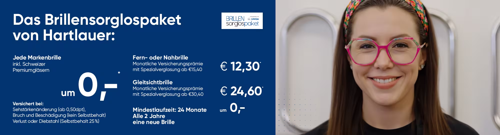 Infografik zum Brillensorglospaket von Hartlauer, Preisliste