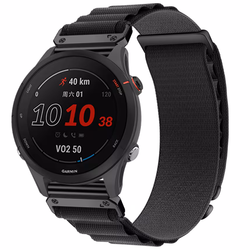 Felixx Smartwatcharmband Nylon Black - Garmin Q.Fit 20mm
